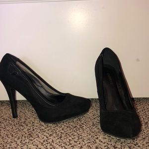 Black Suede Stiletto Heel Pumps